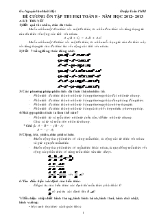 Đề cương ôn tập thi học kỳ I toán 8 năm học 2012- 2013
