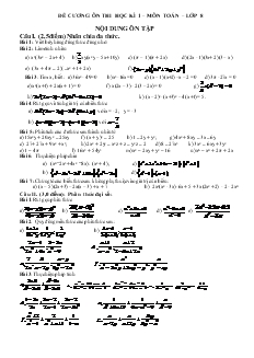 Đề cương ôn thi học kì 1 môn toán lớp 8