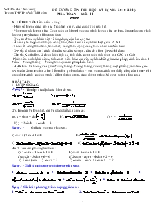 Đề cương ôn thi học kỳ I (năm học: 2010-2011) môn Toán – Khối 11