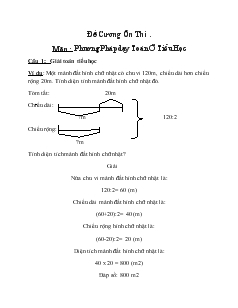 Đề cương ôn thi môn: Phương pháp dạy toán ở tiểu học