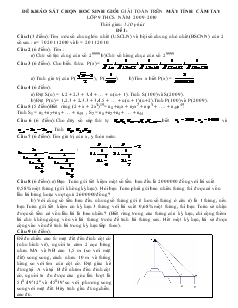 Đề khảo sát chọn hoc sinh giỏi giải toán trên máy tính cầm tay lớp 9 Năm 2009-2010