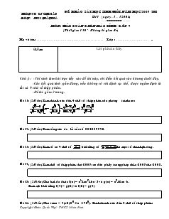 Đề khảo sát học sinh giỏi năm học 2007-2008 môn: giải toán trên máy tính - Lớp 9 Đề 1