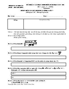 Đề khảo sát học sinh giỏi Năm học 2007-2008 - Môn: Giải toán trên máy tính - Lớp 9 Đề 3