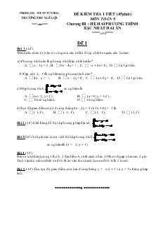 Đề kiểm tra 1 tiết (45 phút) Môn Toán 9