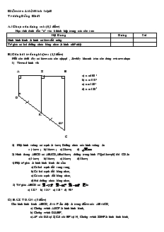 Đề kiểm tra 1 tiết chương 1 môn Hình học 8 Trường THCS Đồng Khởi