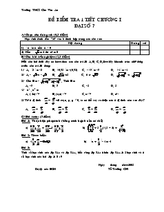 Đề kiểm tra 1 tiết chương I Đại số 7 Trường THCS Chu Văn An