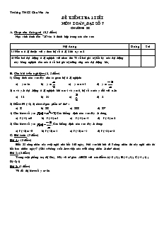 Đề kiểm tra 1 tiết Chương II Đại số 7 Trường THCS Chu Văn An