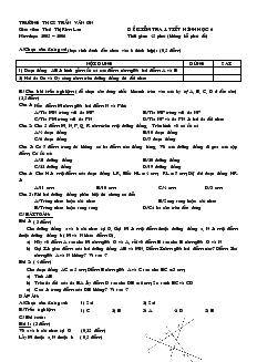 Đề kiểm tra 1 tiết Hình học 6 trường THCS Trần Văn Ơn