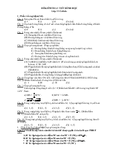 Đề kiểm tra 1 tiết Hình học lớp 11 - Cơ bản