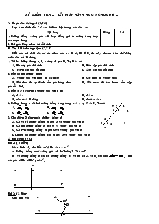 Đề kiểm tra 1 tiết môn Hình học 7 Chương 1 Trường THCS Chu Văn An