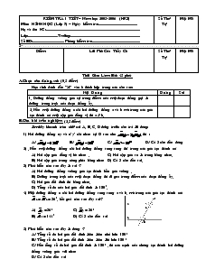 Đề kiểm tra 1 tiết môn Hình học 7 Chương 1 Trường THCS Trần Văn Ơn