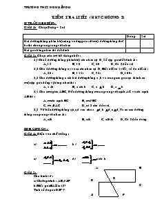 Đề kiểm tra 1 tiết môn Hình học 7 Chương 1 Trường THCS Nguyễn Du