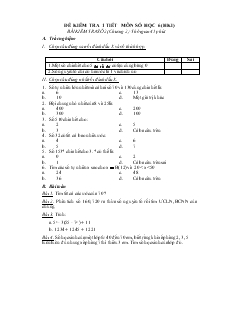 Đề kiểm tra 1 tiết môn số học 6 Học kì 1 Trường THCS Khuỳnh Khương Ninh