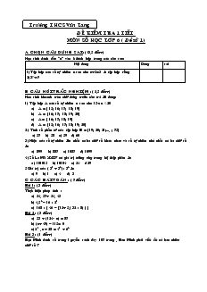 Đề kiểm tra 1 tiết Số học 6 Trường THCS Văn Lang Đề số 1