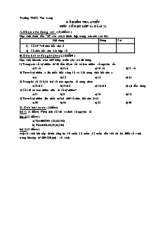 Đề kiểm tra 1 tiết Số học 6 Trường THCS Văn Lang