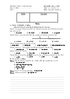 Đề kiểm tra 1 tiết - Tiết: 67 - Môn: Đại số khối: 8 trường THCS Tam Thanh