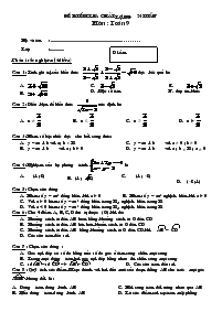 Đề kiểm tra chất lượng 24 tuần môn : Toán 9