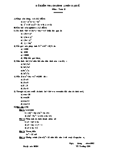 Đề kiểm tra chương 1 môn Đại số 8 Trường THCS Chu Văn An