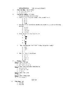 Đề kiểm tra chương 1 môn Đại số 8 Trường THCS Đồng Khởi