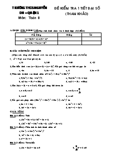 Đề kiểm tra chương 1 môn Đại số 8 Trường THCS Nguyễn Du