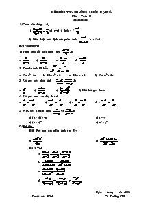 Đề kiểm tra chương 2 môn Đại số 8 Trường THCS Chu Văn An
