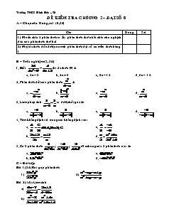 Đề kiểm tra chương 2 môn Đại số 8 Trường THCS Minh Đức