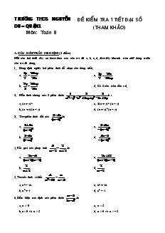 Đề kiểm tra chương 2 môn Đại số 8 Trường THCS Nguyễn Du