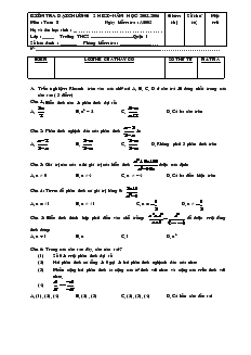 Đề kiểm tra chương 2 môn Đại số 8 Trường THCS Trần Văn Ơn