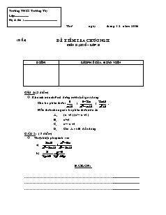 Đề kiểm tra chương II môn Đại số lớp 8 - Trường THCS Trường Tây