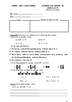 Đề kiểm tra chương III môn: Đại số trường THCS Trực Trung