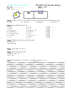 Đề kiểm tra Đại số 8 chương I môn: Toán trường THCS Nguyễn Trãi