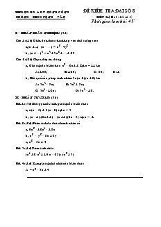 Đề kiểm tra Đại số 8 - Tiết 21 trường THCS Tượng Văn