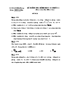 Đề kiểm tra Hình học 45 - Khối 11 môn: Toán trường THPT Tô Hiệu