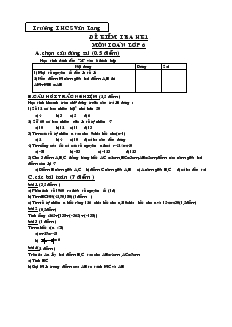 Đề kiểm tra học kì 1 môn Toán Lớp 6 trường THCS Văn Lang