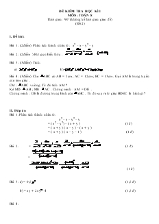 Đề kiểm tra học kì I môn: Toán 8