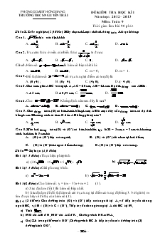 Đề kiểm tra học kì I Năm học: 2012 – 2013 môn Toán 9