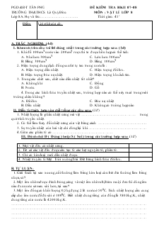 Đề kiểm tra học kì II môn : Vật lí lớp 8 thời gian: 45 phút