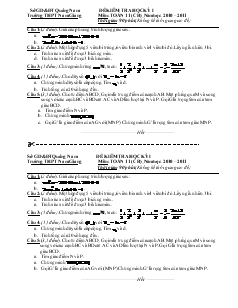 Đề kiểm tra học kỳ I môn: Toán 11 năm học: 2010 – 2011 trường THPT Nam Giang