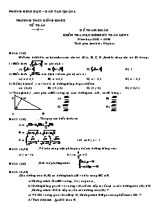 Đề kiểm tra học kỳ I môn Toán Lớp 9 Trường THCS Đồng Khởi