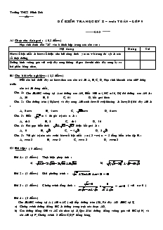 Đề kiểm tra học kỳ I môn Toán Lớp 9 Trường THCS Minh Đức