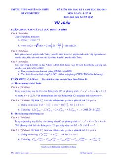 Đề kiểm tra học kỳ I năm học 2012-2013 môn Toán lớp 11