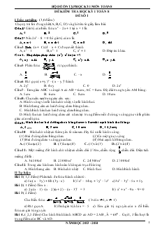 Đề kiểm tra học kỳ I Toán 8