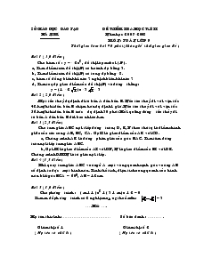 Đề kiểm tra học kỳ II Hà Nam Năm học 2007-2008 môn Toán Lớp 9