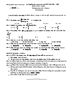 Đề kiểm tra học kỳ II Năm học 2007 - 2008 môn Toán – Lớp 9