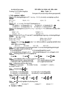 Đề kiểm tra khảo sát đầu năm môn: Toán 11 trường THPT Trần Hưng Đạo