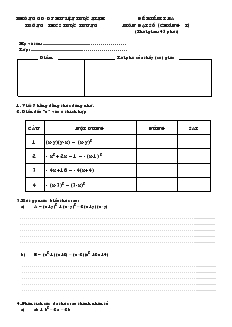 Đề kiểm tra môn Đại số (chương I) trường THCS Trực Trung