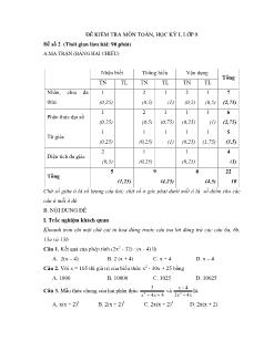 Đề kiểm tra môn Toán, học kỳ I lớp 8 - Đề số 2