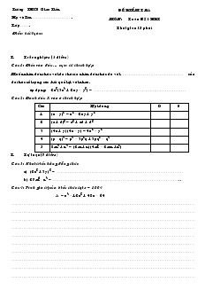 Đề kiểm tra môn: Toán học kỳ I trường THCS Giao Tiến