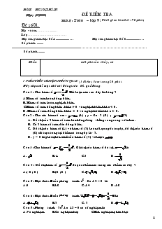 Đề kiểm tra môn Toán – Lớp 9