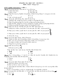 Đề kiểm tra một tiết chương I môn: Toán <nâng cao>
